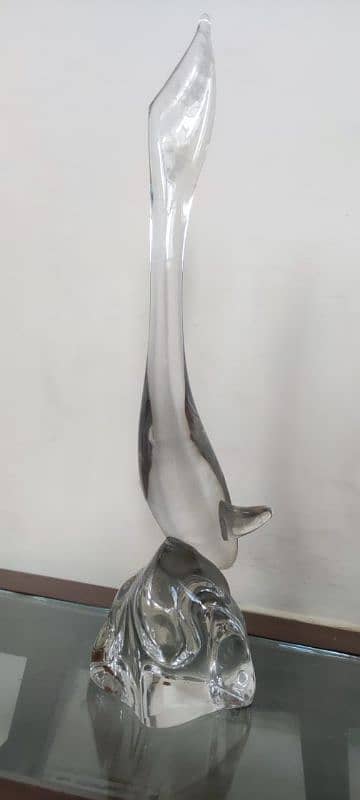 DAUM FRANCE CRYSTAL FIGURE, Dolphin 10