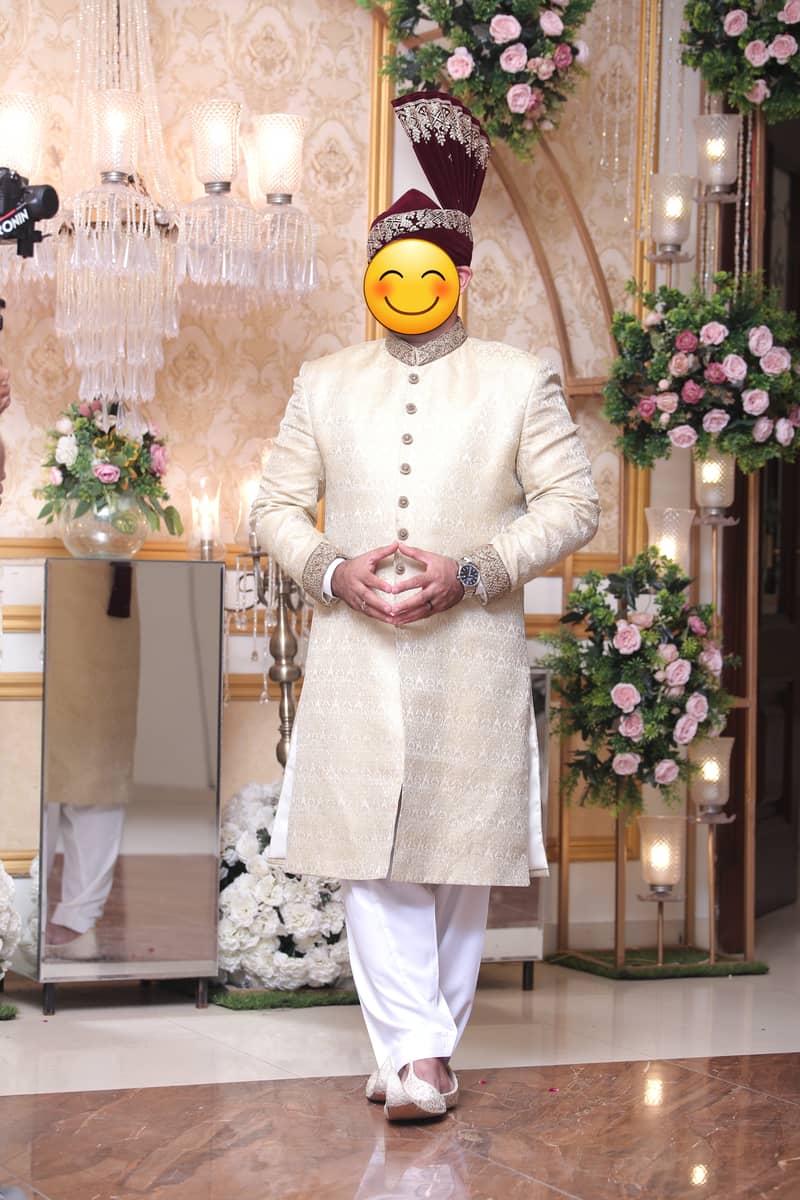 Elegant Sherwani with Matching Kulla and Khussa 0