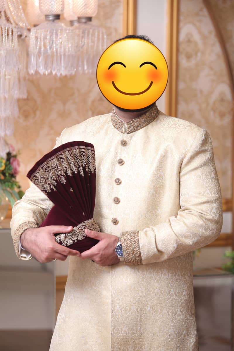 Elegant Sherwani with Matching Kulla and Khussa 1