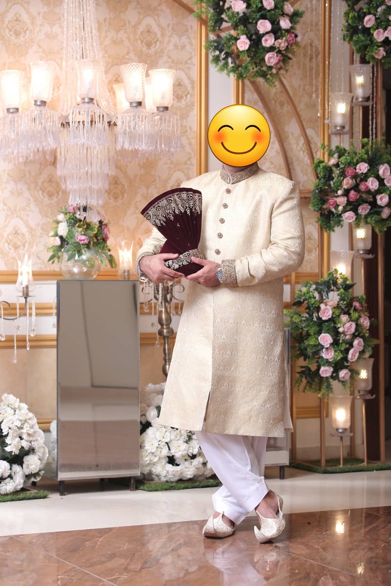 Elegant Sherwani with Matching Kulla and Khussa 2