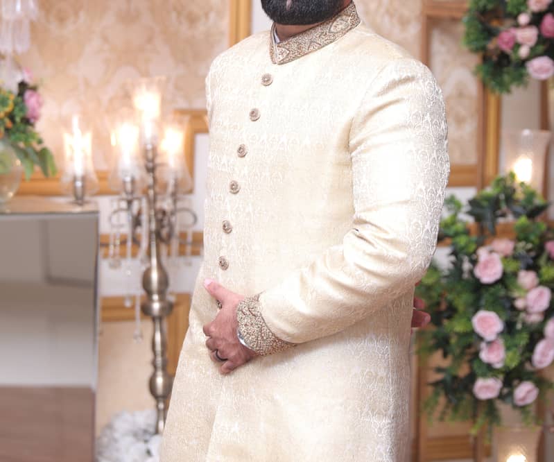 Elegant Sherwani with Matching Kulla and Khussa 5