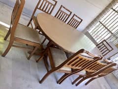 Dining table with eight chairs