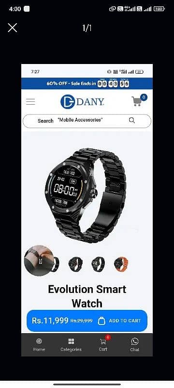 Dany evultion smart watch just 1 wek use cndtn like brnd new ful wrnty 0