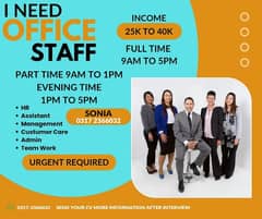 Need males And Females Staff indoor office work