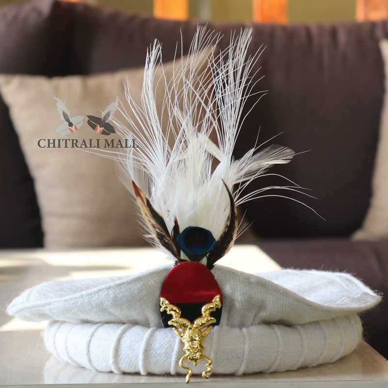 Chitrali Pakool Cap With Markhor And Feather (Free Home Delivery) 0