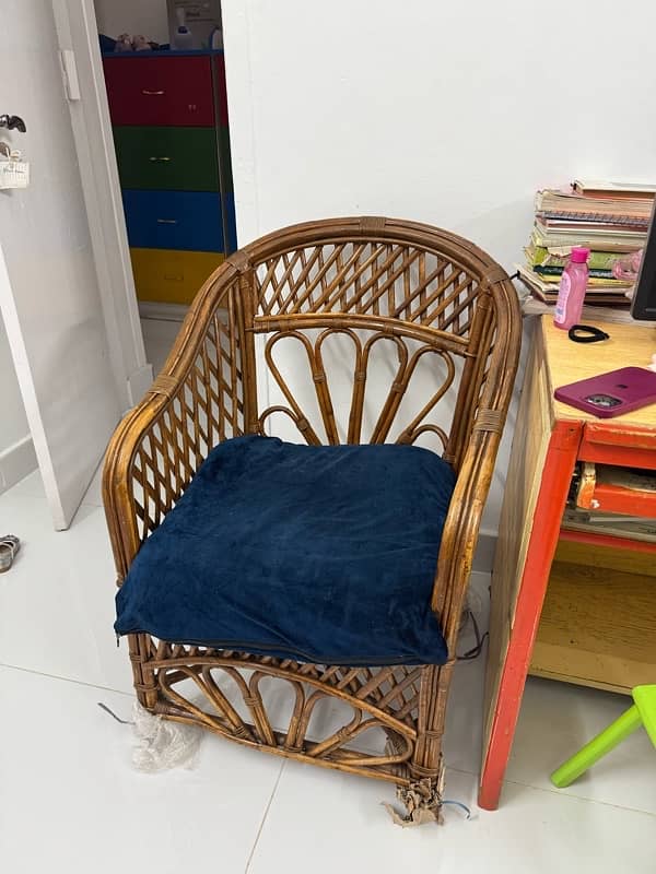 Cane Sofa Set with Book Shelf 5