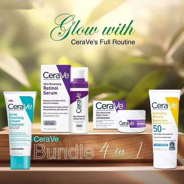 CeraVe 4-in-1 Skincare Kit: Night Cream, Sunblock, Cleanser & Serum fo 0