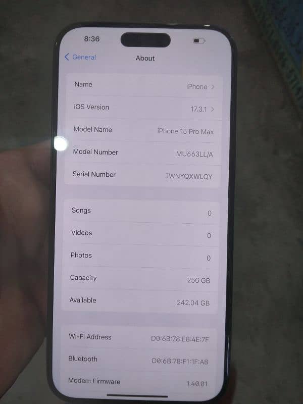 iphone 15 pro max non pta 256gb LLA 5