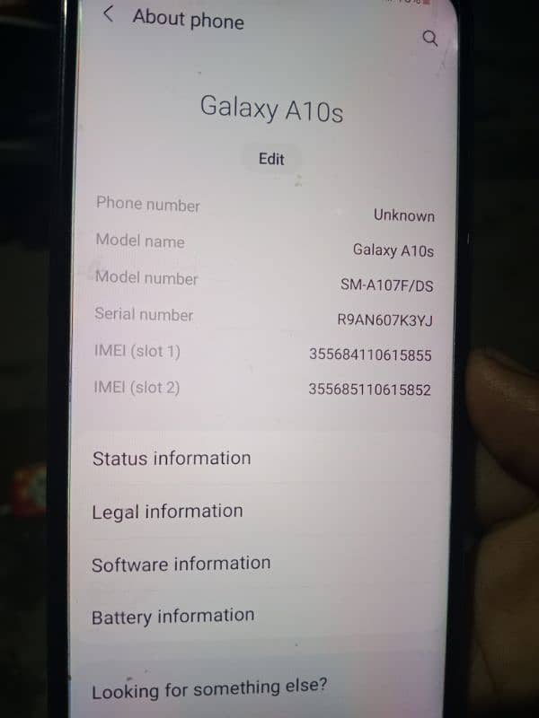 Samsung galaxy A10 s battery health 90 % 0