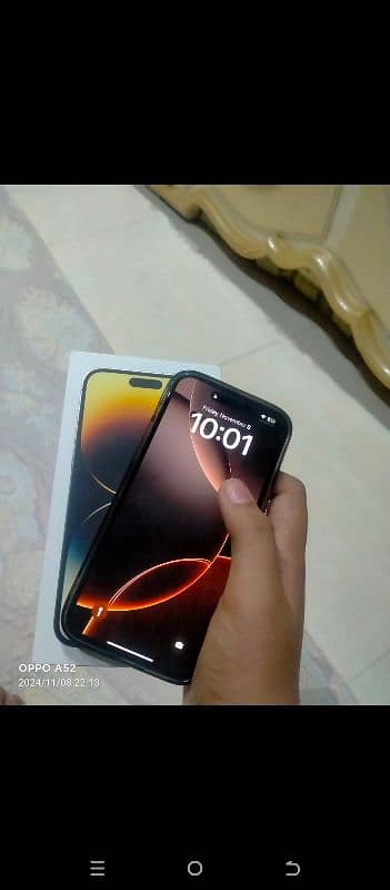 I phone 14 pro max lla with box 128 gb golden color battery health 95% 0