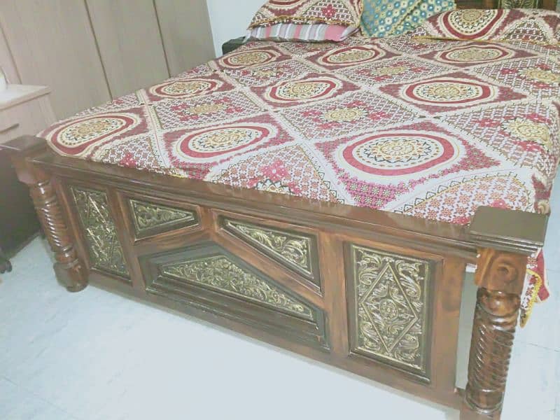 Wooden bed with side tables and dressing 1