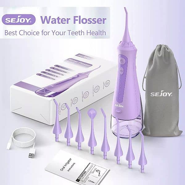 SEJOY Cordless Water Flosser - 8 Nozzles, 5 Modes, Rechargeable 0