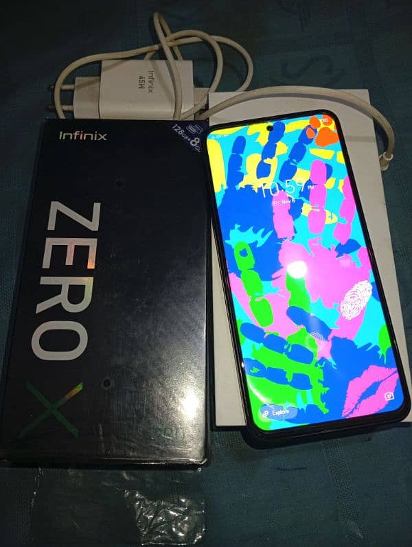 infinix zero x pro with charger and box. 8GB RAM 128 GB storage 1