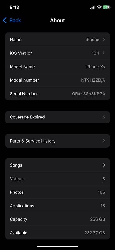 iPhone XS 256gb pta 1