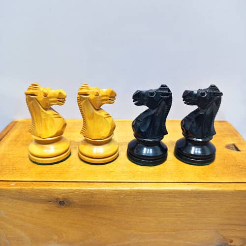 Chess Set 1930s Art Deco Lardy Staunton in Black & Rosewood with Box 4