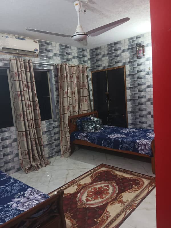 18000. ladies furnished room for rent. Gulshan block 16 erum center boundary waal project 4 floor iftikhar estate 12