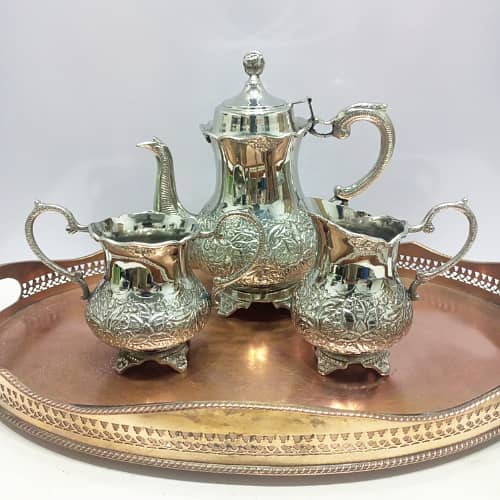 Vintage Silver-Plated Tea Set with Elegant Curves & Intricate Detail 0