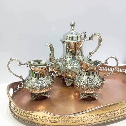 Vintage Silver-Plated Tea Set with Elegant Curves & Intricate Detail 1