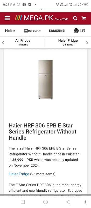 Haier refrigerator only 6 month use 0