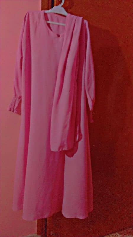 Light Pink Maxi Abaya wth hijab 0