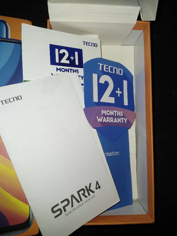 Tecno spark 4 Ka original Box ha With all documents. . . only box 5