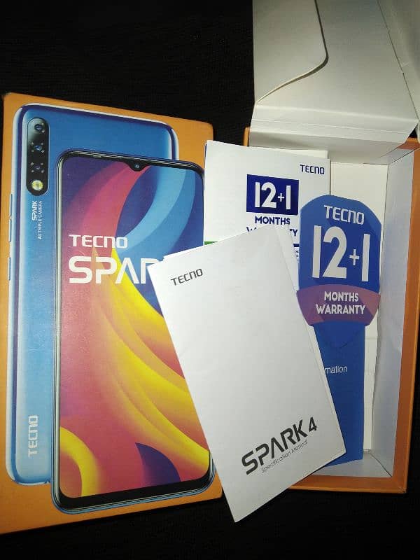 Tecno spark 4 Ka original Box ha With all documents. . . only box 6