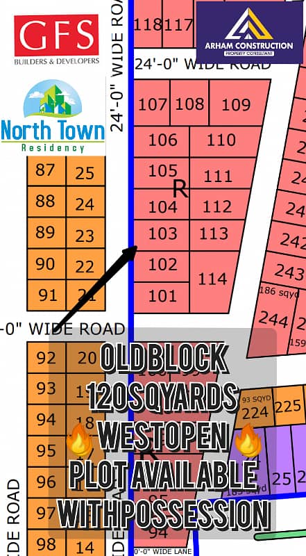 NORTH TOWN RESIDENCY PHASE 1 OLD BLOCK 120sqyards Westopen plot 0