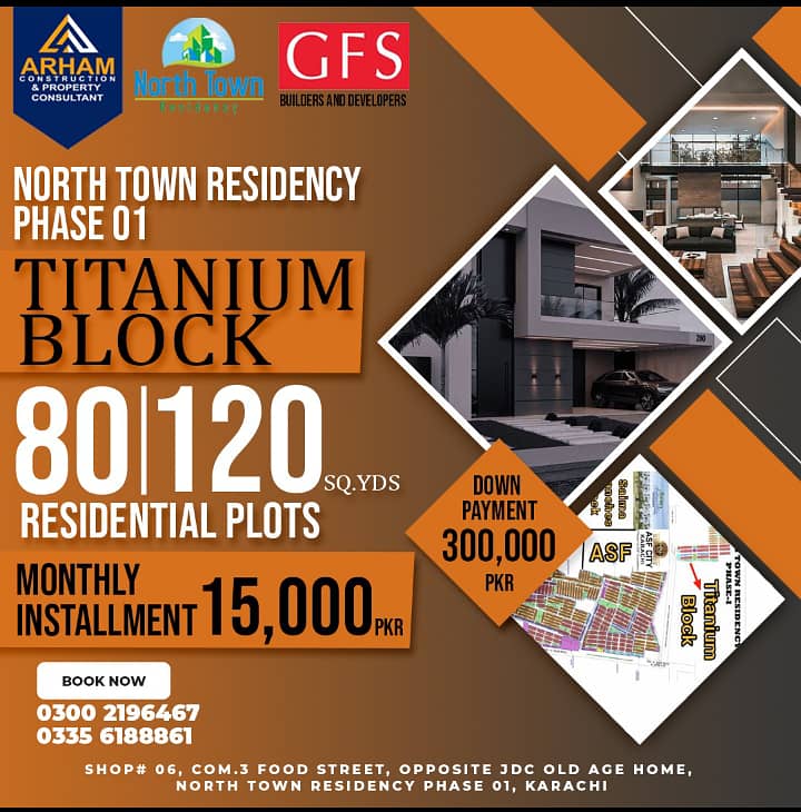 North Town Residency Phase 1 TITANIUM BLOCK 80 or 120sqyards plot 0