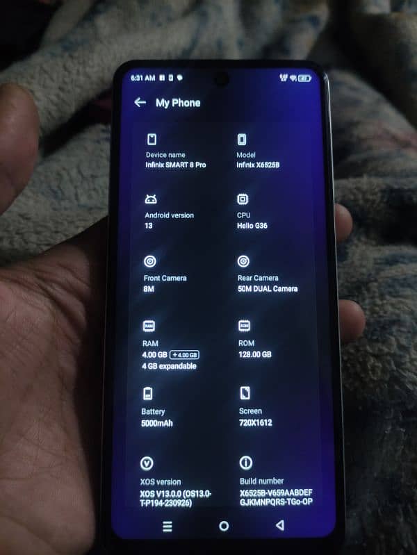 infinix smart 8 pro with complete box in warranty 7