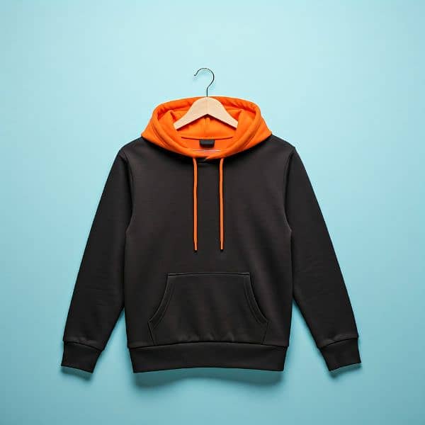 Black color Hoddie with Orange Hood 1