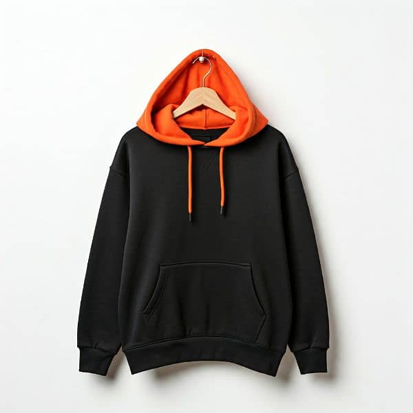 Black color Hoddie with Orange Hood 2