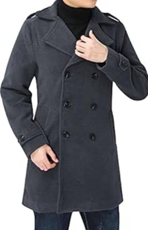 Men wool double breasted coat 2