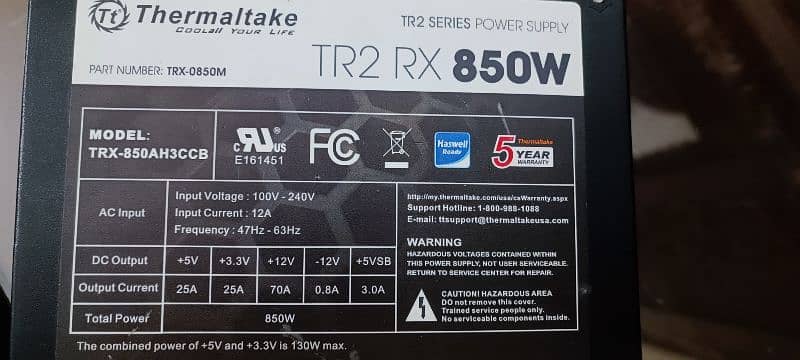 Selling PSU 850W Thermaltake Semi Modular 1