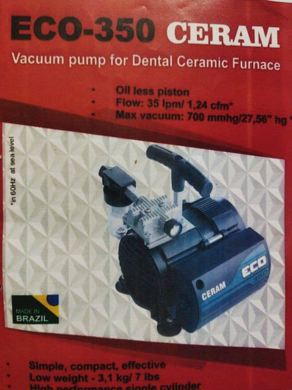 Dental vacuum pump for porcelain furnace Made In Brazil 2