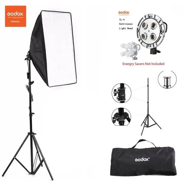 Godox TL-04 bulb Holder with SoftBox & Light Stand 0