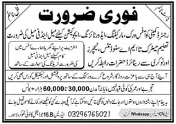 required staff  male/female