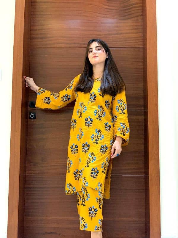 2 pcs woman stitched printed suit 1