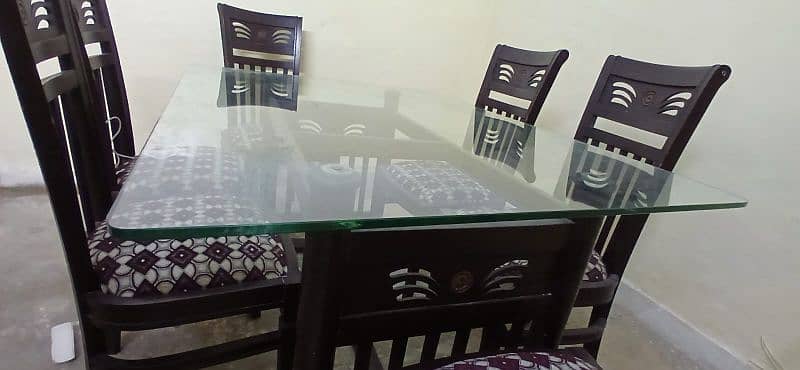 Dinning table with six wooden chairs 5