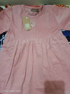 Baby velvet frock in pink color