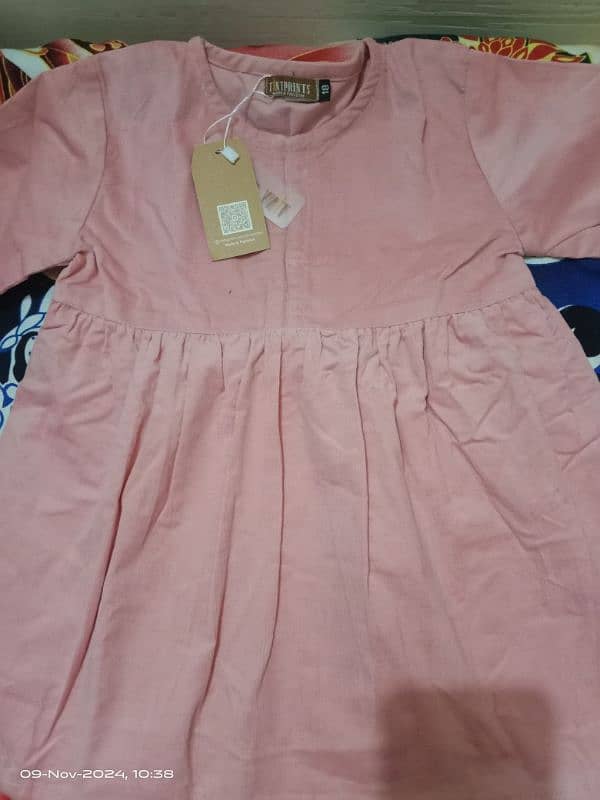 Baby velvet frock in pink color 0