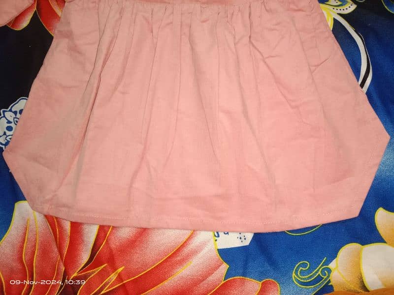 Baby velvet frock in pink color 2