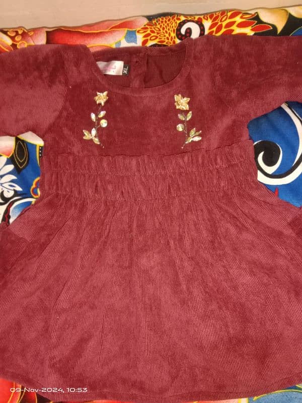 Mehroon velvet frock 0