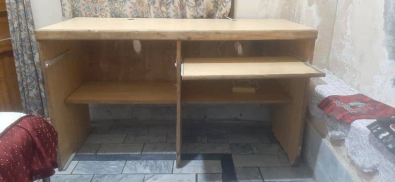 Wooden Workstation Table For 2 Computers 1