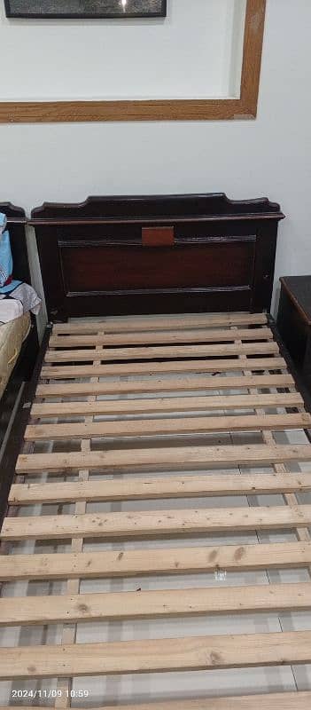 two pure wood bed with side table tables 2