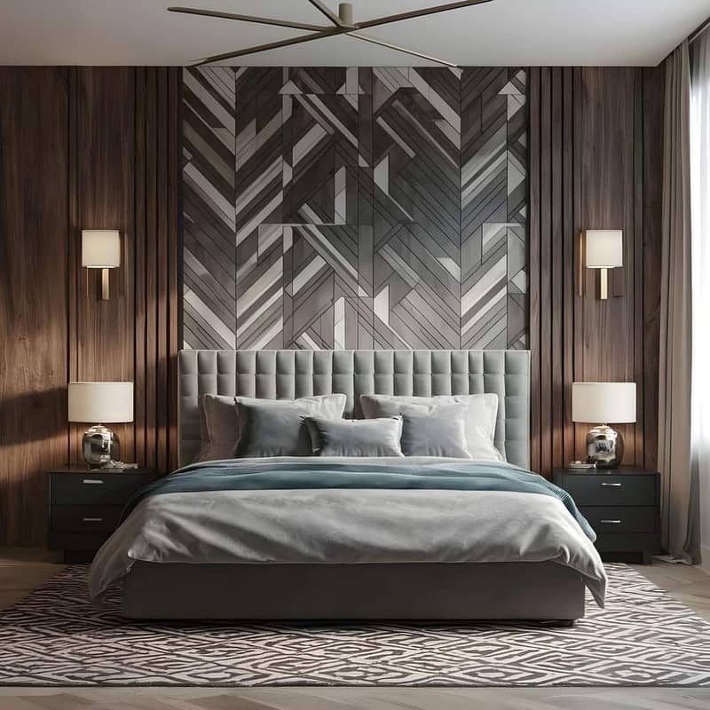 Media wall/Feature wall/Wall Molding/wallpaper/pvc panel/ Bedroom Wall 5