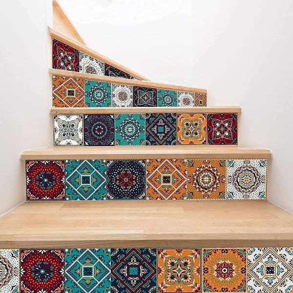 Colorful Mandala Self Adhesive Tile Stickers 0