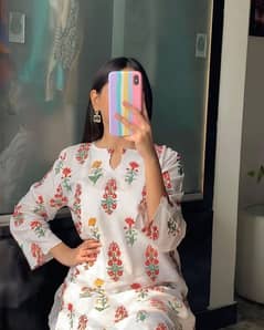 2 pcs woman's stitched printed suit