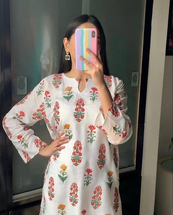 2 pcs woman's stitched printed suit 2