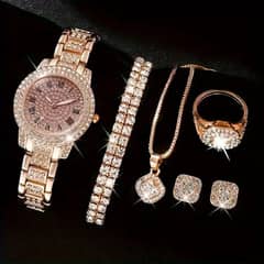 Woman's Diamond Artificial Set in Rose Gold Color