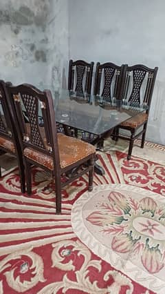 Dining Table with 6 Chair Pure Solid wooden